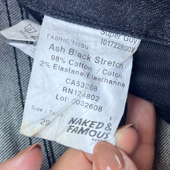 Naked & Famous Denim Ash Black Stretch Jeans - Super Guy N272-19 - Picture 4 of 8